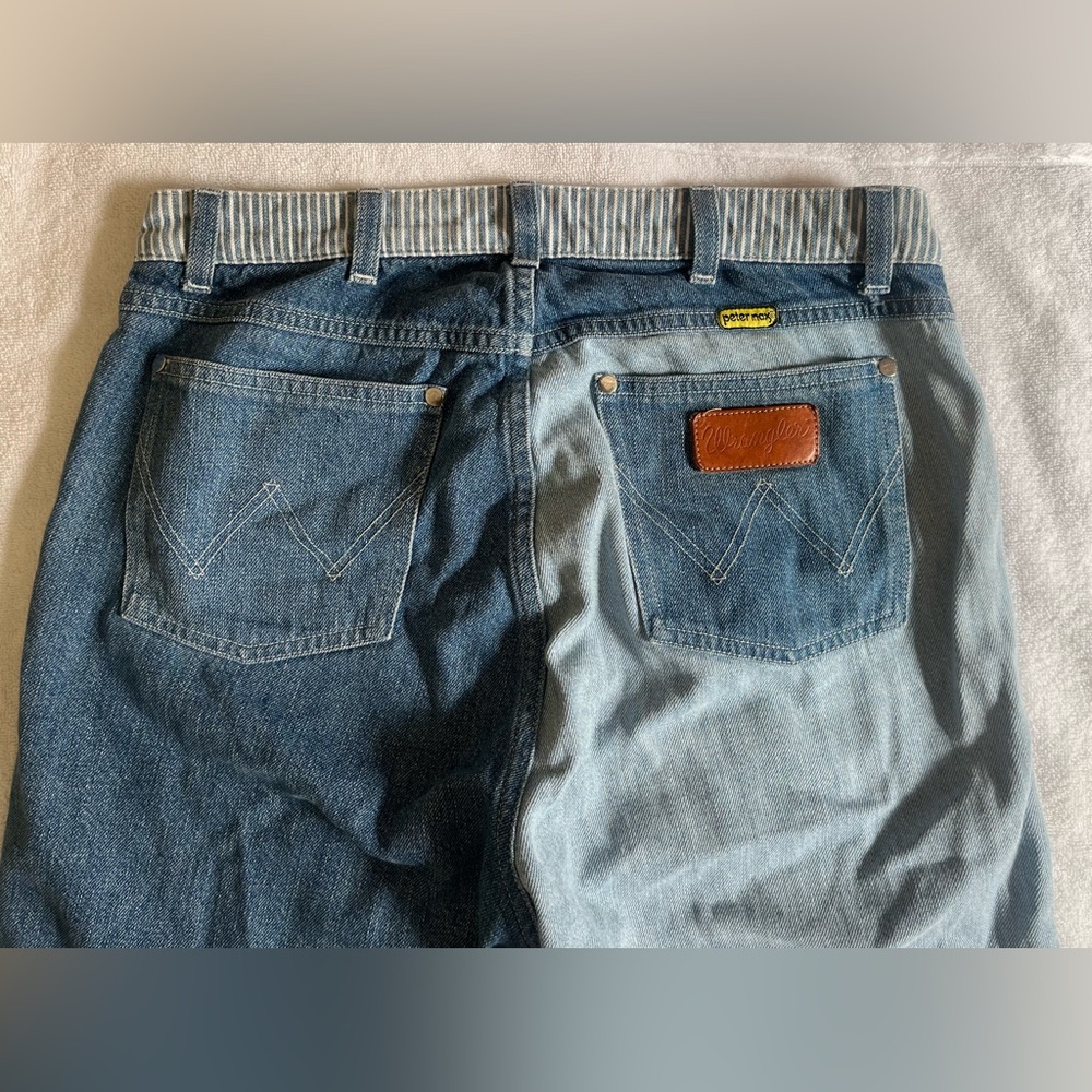 Vintage Wrangler Peter Max Two Tone Color Block Jeans 29 Waist Straight Leg